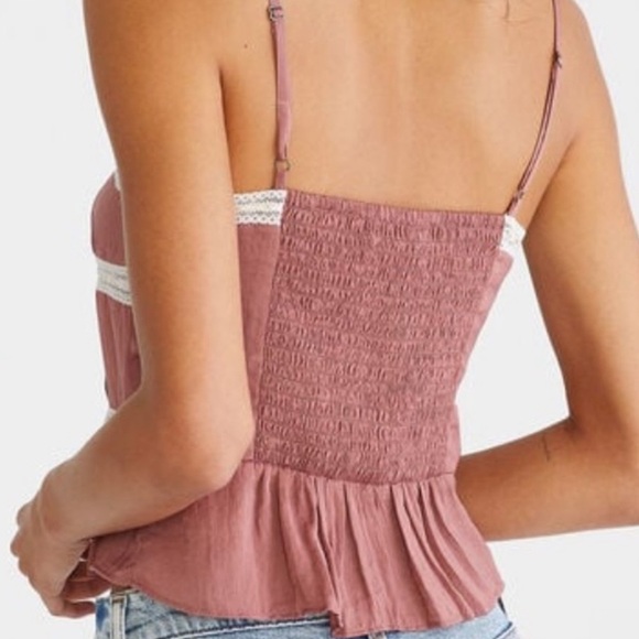 Aeropostale Satin Lace Trim Cami Mauve Size M Lace Cami Going Out Top Coquette - Picture 2 of 5